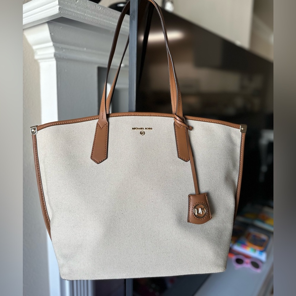 Michael Kors Cream and Brown Tote Bag